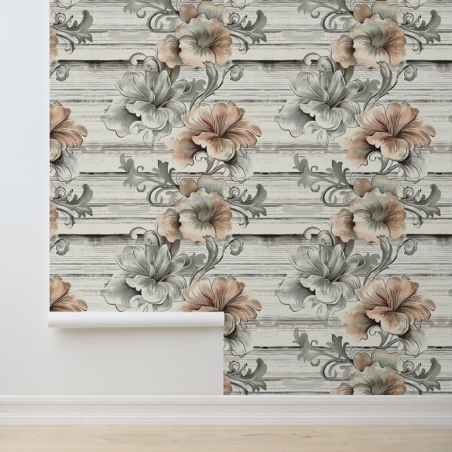 Erdfarbenromantische Blume blüht horizontal Tapete (Anwendung)