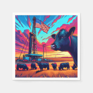 Erdgas-Rippe bei Sunset-Rindern und amerikanischer Serviette