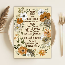 Erdgeschmückte rustikale Blume Hochzeit Menükarte