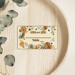 Erdgeschmückte rustikale Blume Hochzeit Platzkarte