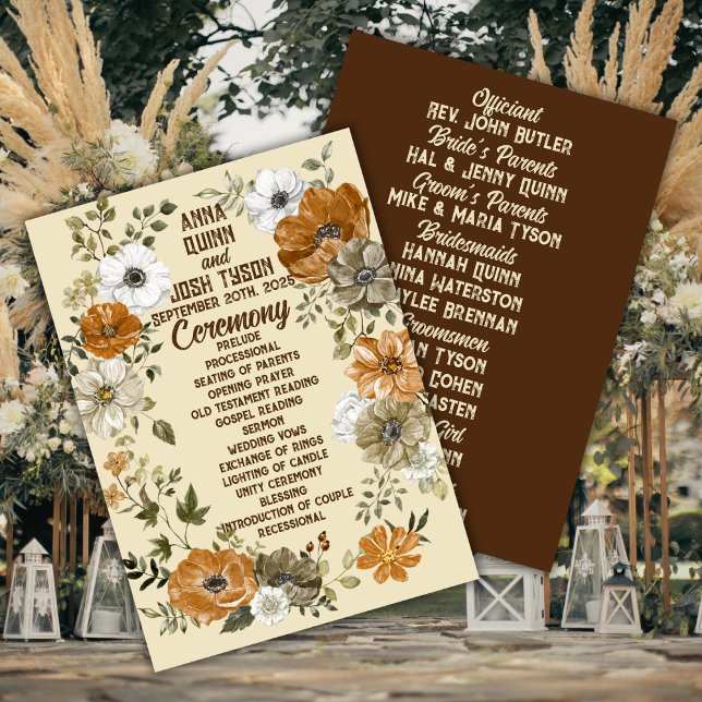 Erdgeschmückte rustikale Blume Hochzeit Programm (Von Creator hochgeladen)