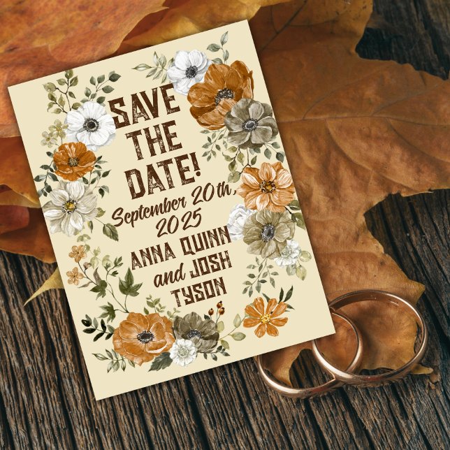 Erdgeschmückte rustikale Blume Hochzeit Rett-the-D Postkarte (Von Creator hochgeladen)