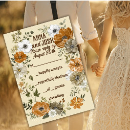 Erdgeschmückte rustikale Blume Hochzeit RSVP Karte