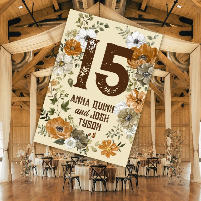 Erdgeschmückte rustikale Blume Hochzeit Tischnummer (Von Creator hochgeladen)