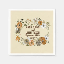 Erdgeschmückte rustikale Blume Hochzeitcocktail Serviette