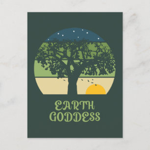 Erdgöttin Vintage Sonnenuntergang Postkarte
