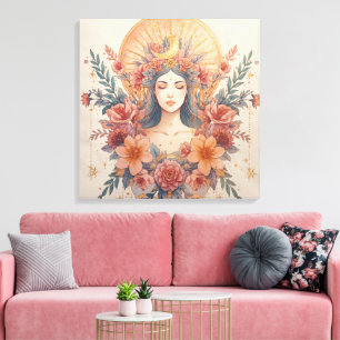 Erdgöttin-Wandkunst Göttlich Weibliches Boho-Dek Leinwanddruck