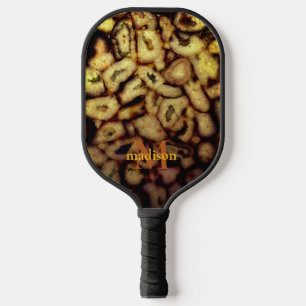 Erdgrün Gold schwarzer Quarz Agates Monogramm Pickleball Schläger
