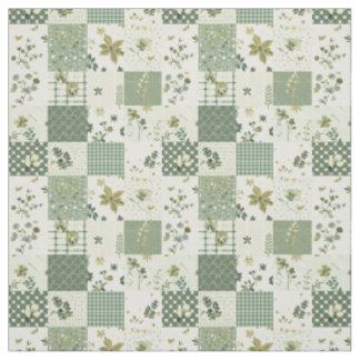 Erdgrüne Patchworkdecke im Vintage Cottagecore-Sti Stoff