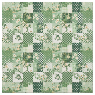 Erdgrüne Patchworkdecke im Vintage Cottagecore-Sti Stoff