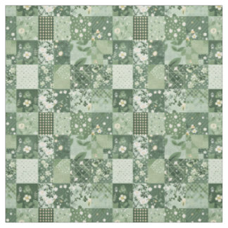 Erdgrüne Patchworkdecke im Vintage Cottagecore-Sti Stoff