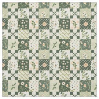 Erdgrüne Patchworkdecke im Vintage Cottagecore-Sti Stoff