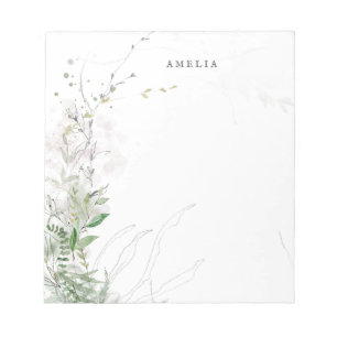 Erdgrüne Wasserfarbe Personalisiert Name Notizblock