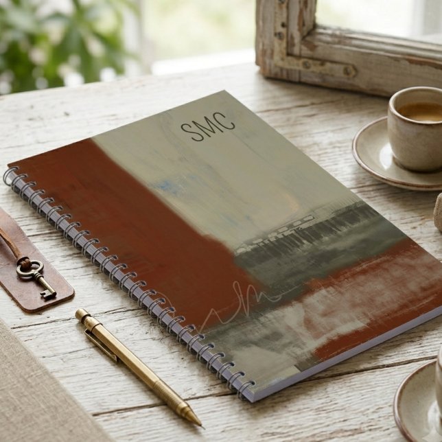 Erdige abstrakte Anfangsmonogramm-Kunst Notizblock (A stylized personalized abstract notebook, perfect for creative professionals and students.)