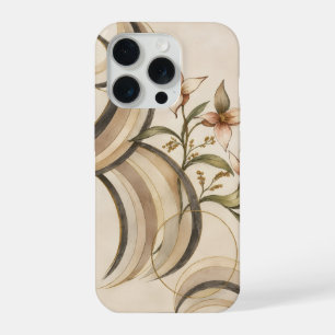 Erdige abstrakte Blumen- und Kalligrafielinien-Kun iPhone 15 Pro Hülle