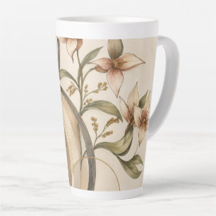 Erdige abstrakte Blumen- und Kalligrafielinien-Kun Milchtasse