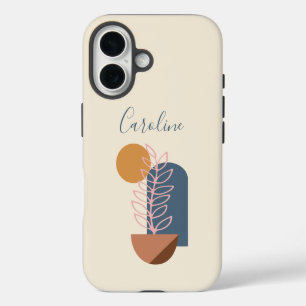 Erdige Abstrakte Geometrische Botanische Personali iPhone 16 Hülle