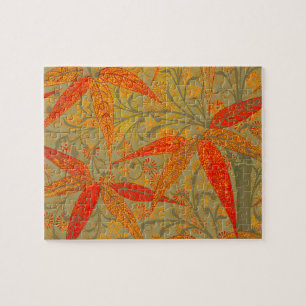Erdige Bambus-Kunst Orange Puzzle