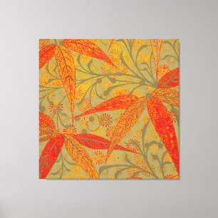 Erdige Bambuskunst im Vintage-Print Orange  Leinwanddruck
