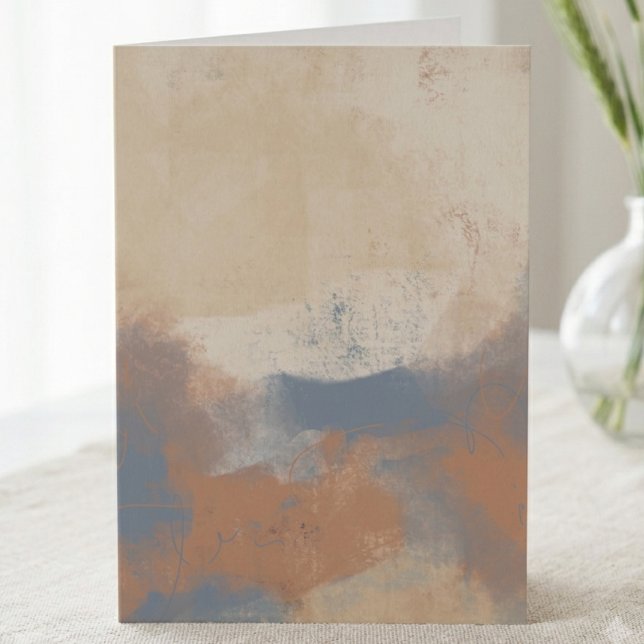 Erdige Blaue und Ocker Minimalistische Abstrakte K (Elegant abstract art note card, perfect for sending a thoughtful message to a friend or loved one.)