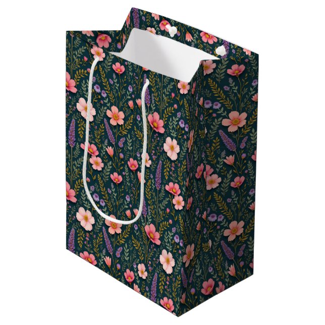 Erdige Blumengeschenktasche Mittlere Geschenktüte (Vorderseite Schrägansicht)