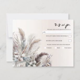 Erdige Boho Blumen Federn Hochzeit RSVP Einladung