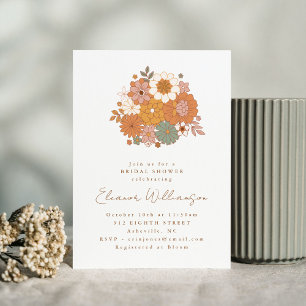 Erdige Boho-Blumen-Terrakotta-Einfache-Hochzeitsdu Einladung