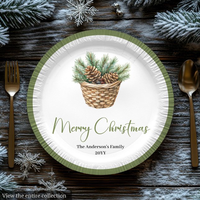 Erdige Boho-Botanische Weihnachtsbouquet-Dinner  Pappteller (Earthy Boho Botanical Christmas Bouquet Dinner Plates)