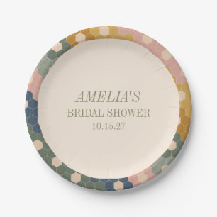 Erdige Boho-Chic-Vintage-Hochzeitsbrause Pappteller