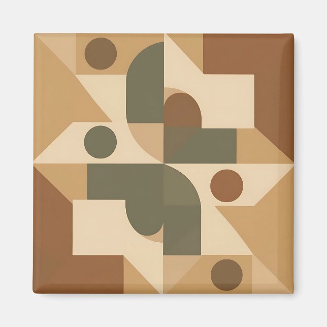 Erdige Boho-Geometrische Abstraktion Magnet (Vorne)