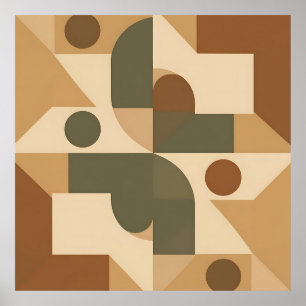 Erdige Boho-Geometrische Abstraktion Poster