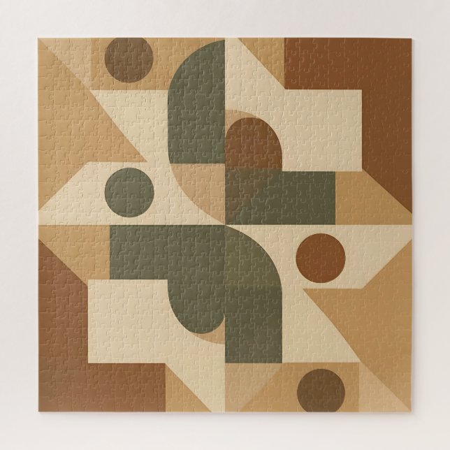 Erdige Boho-Geometrische Abstraktion Puzzle (Vertikal)