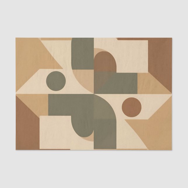 Erdige Boho-Geometrische Abstraktion Seidenpapier (Vorderseite)