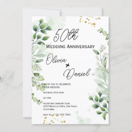 Erdige Boho-Grün-Hochzeit-Jubiläum  Einladung