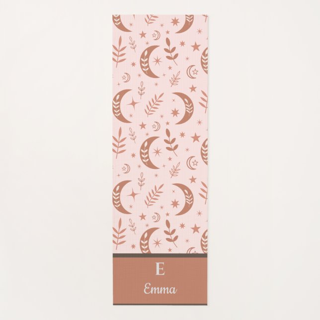 Erdige Boho-Mond-Muster-Monogramm  Yogamatte (Vorderseite)