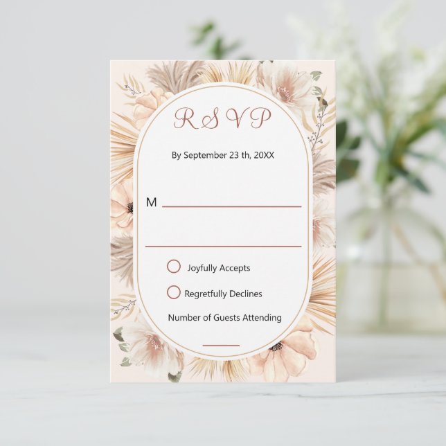Erdige Boho-Ovalbogen-Blume Beige Antwort (Stehend Vorderseite)