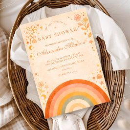 Erdige Boho-Regenbogen-Baby-Party Einladung
