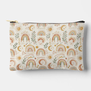Erdige Boho-Regenbogen- und Botanik-Make-up-Tasche Zubehörtasche