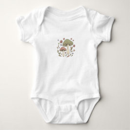 Erdige botanische Pilz-Grafik Baby Strampler