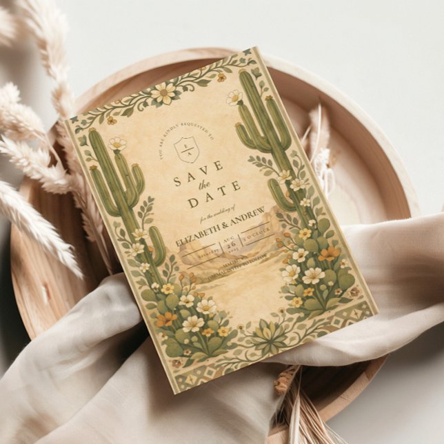 Erdige botanische Wüstenhochzeit Save The Date (Von Creator hochgeladen)