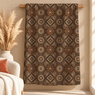 Erdige braune Heritage-Motive Fleece-Decke Kunst Fleecedecke