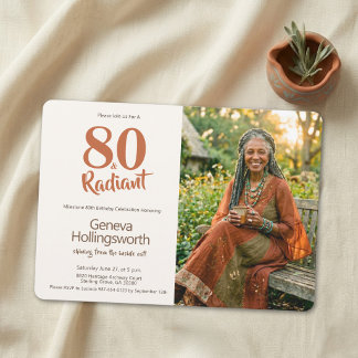 Erdige Chic Boho 80. Geburtstags-Foto-Tribut Einladung
