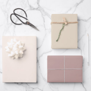Erdige Chic-Töne Sand Creme Mauve Einfarbig Geschenkpapier Set