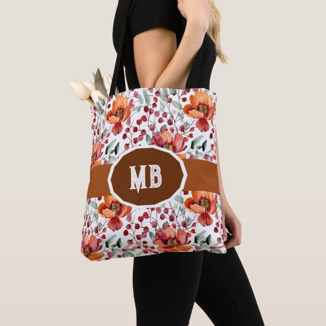 Erdige Farben, Herbstblumen Monogramm (Von Nahem)