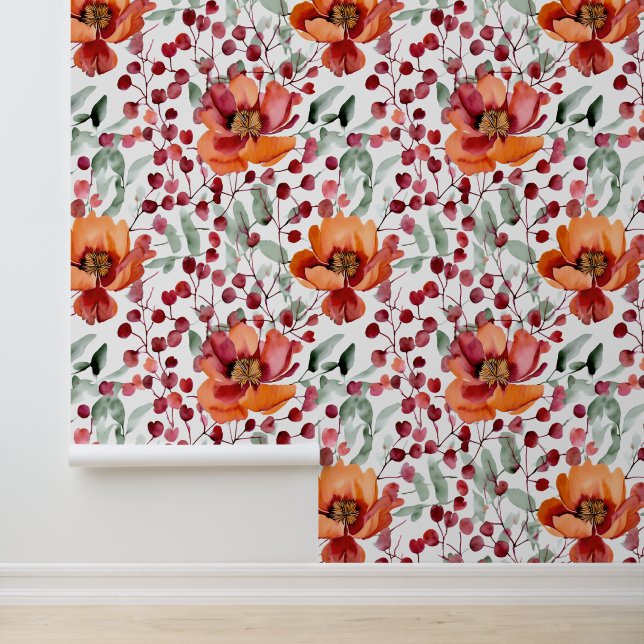 Erdige Farben, Herbstblumen Monogramm Tapete (Anwendung)