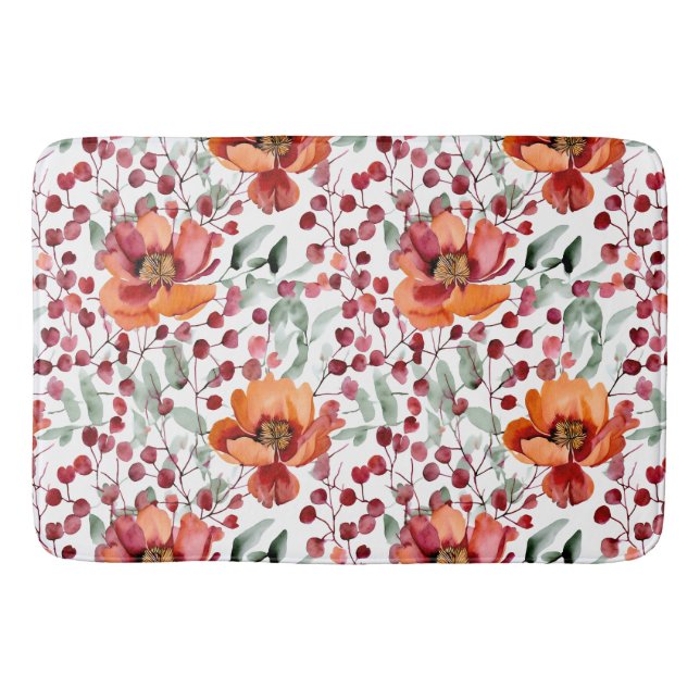 Erdige Farben, Herbstblumen monogrammiert Badematte (Vorderseite)