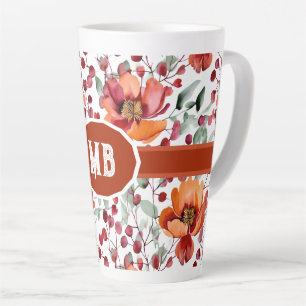 Erdige Farben, Herbstblumen monogrammiert Milchtasse