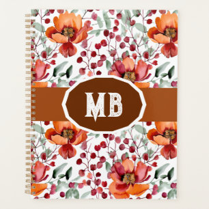 Erdige Farben, Herbstblumen monogrammiert Planer