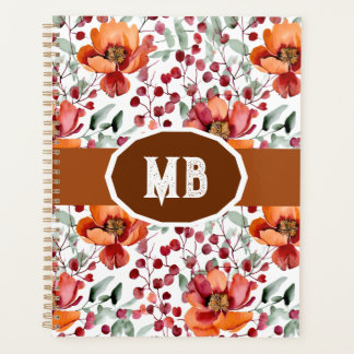 Erdige Farben, Herbstblumen monogrammiert Planer