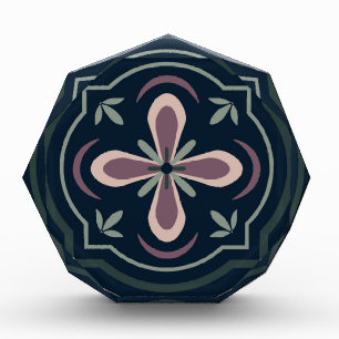 erdige farbene florale geometrische Fliesen Fotoblock